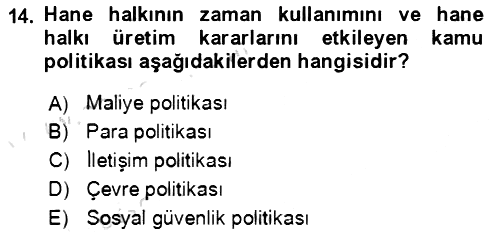 Aile Ekonomisi 2021-2022 Ara Sınav - 14. soru