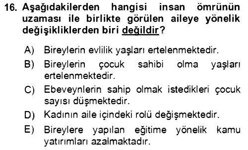 Aile Ekonomisi 2021-2022 Ara Sınav - 16. soru
