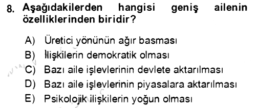 Aile Ekonomisi 2022-2023 Ara Sınav - 8. soru