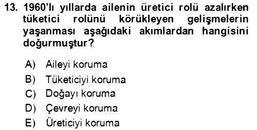 Aile Ekonomisi 2022-2023 Ara Sınav - 13. soru