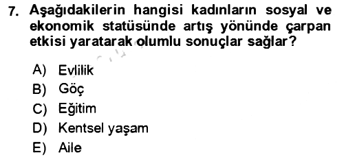 Aile Ekonomisi 2024-2025 Ara Sınav - 7. soru