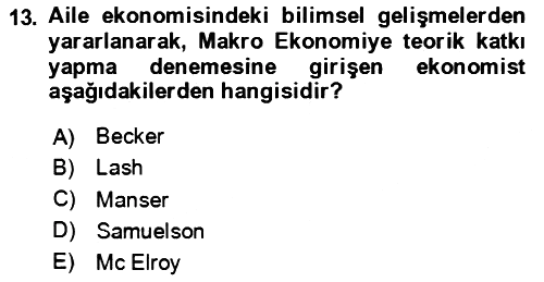Aile Ekonomisi 2024-2025 Ara Sınav - 13. soru