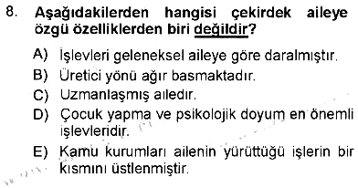 Aile Ekonomisi 2012-2013 Dönem Sonu Sınavı - 8. soru