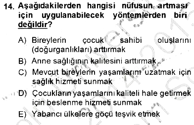 Aile Ekonomisi 2014-2015 Dönem Sonu Sınavı - 14. soru
