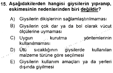 Aile Ekonomisi 2015-2016 Dönem Sonu Sınavı - 15. soru