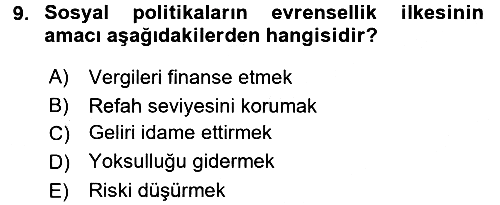 Aile Ekonomisi 2016-2017 Dönem Sonu Sınavı - 9. soru