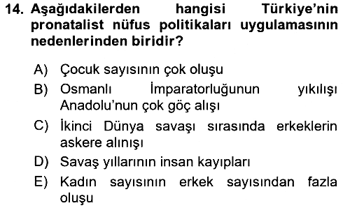 Aile Ekonomisi 2016-2017 Dönem Sonu Sınavı - 14. soru