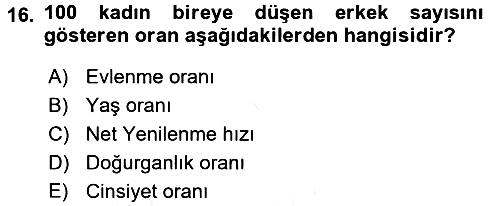 Aile Ekonomisi 2017-2018 Dönem Sonu Sınavı - 16. soru