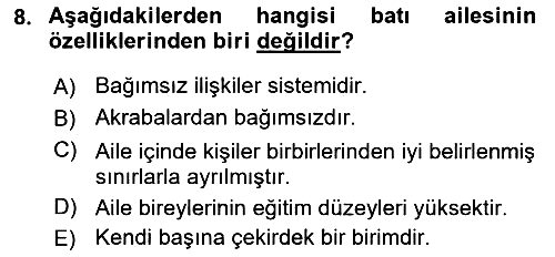 Aile Ekonomisi 2021-2022 Dönem Sonu Sınavı - 8. soru