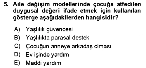 Aile Ekonomisi 2024-2025 Dönem Sonu Sınavı - 5. soru