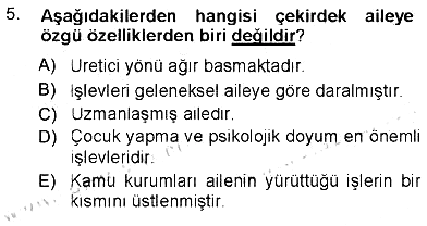 Aile Ekonomisi 2012-2013 Tek Ders Sınavı - 5. soru