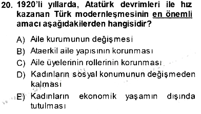 Aile Ekonomisi 2013-2014 Tek Ders Sınavı - 20. soru