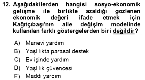 Aile Ekonomisi 2022-2023 Yaz Okulu Sınavı - 12. soru