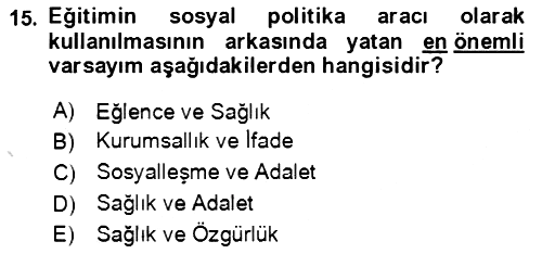 Aile Ekonomisi 2022-2023 Yaz Okulu Sınavı - 15. soru