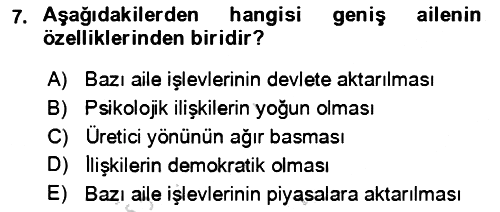 Aile Ekonomisi 2023-2024 Yaz Okulu Sınavı - 7. soru