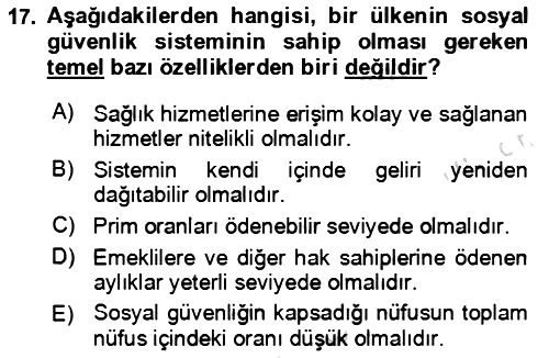 Aile Ekonomisi 2023-2024 Yaz Okulu Sınavı - 17. soru