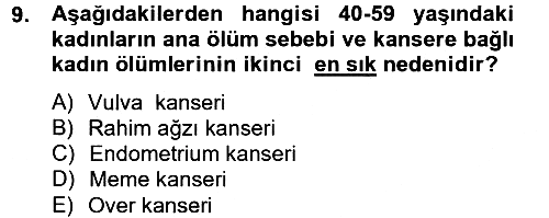 Aile Sağlığı 2012-2013 Ara Sınav - 9. soru