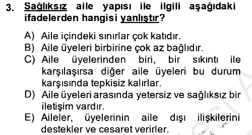 Aile Sağlığı 2014-2015 Ara Sınav - 3. soru