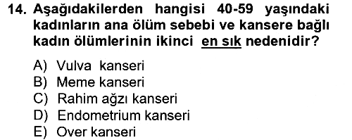 Aile Sağlığı 2014-2015 Ara Sınav - 14. soru