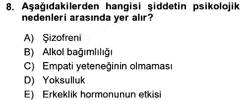 Aile Sağlığı 2017-2018 Ara Sınav - 8. soru