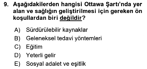 Aile Sağlığı 2024-2025 Ara Sınav - 9. soru