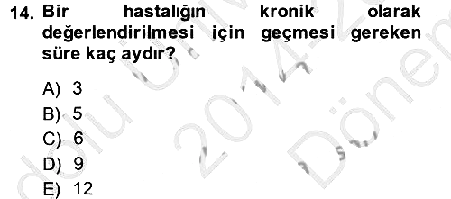 Aile Sağlığı 2014-2015 Dönem Sonu Sınavı - 14. soru
