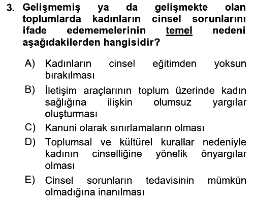 Aile Sağlığı 2018-2019 Dönem Sonu Sınavı - 3. soru