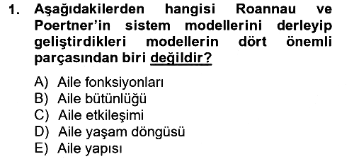 Aile Sağlığı 2013-2014 Tek Ders Sınavı - 1. soru
