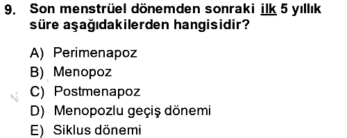 Aile Sağlığı 2013-2014 Tek Ders Sınavı - 9. soru