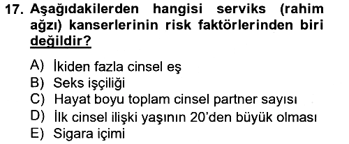 Aile Sağlığı 2013-2014 Tek Ders Sınavı - 17. soru