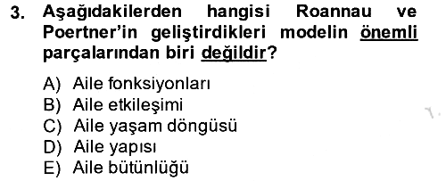 Aile Sağlığı 2014-2015 Tek Ders Sınavı - 3. soru