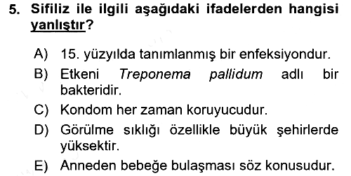 Aile Sağlığı 2015-2016 Tek Ders Sınavı - 5. soru