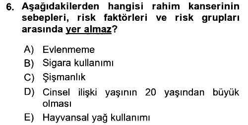 Aile Sağlığı 2015-2016 Tek Ders Sınavı - 6. soru
