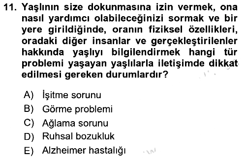 Aile Sağlığı 2020-2021 Yaz Okulu Sınavı - 11. soru