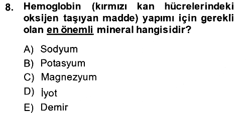 Çocuk ve Ergen Bakımı 2014-2015 Ara Sınav - 8. soru