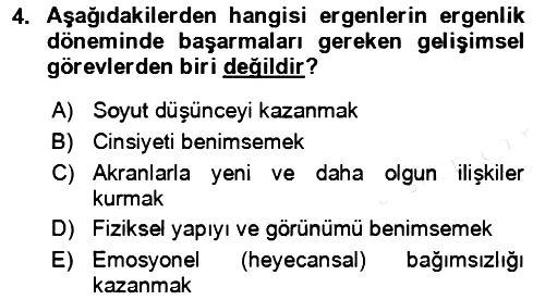 Çocuk ve Ergen Bakımı 2018-2019 Ara Sınav - 4. soru