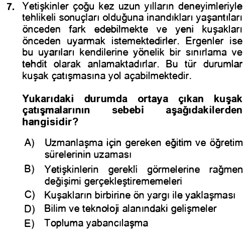 Çocuk ve Ergen Bakımı 2018-2019 Ara Sınav - 7. soru