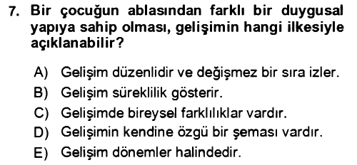 Çocuk ve Ergen Bakımı 2021-2022 Ara Sınav - 7. soru