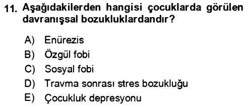 Çocuk ve Ergen Bakımı 2021-2022 Ara Sınav - 11. soru