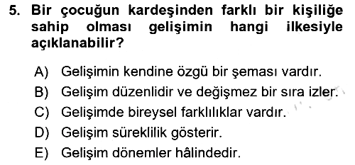 Çocuk ve Ergen Bakımı 2025-2026 Ara Sınav - 5. soru
