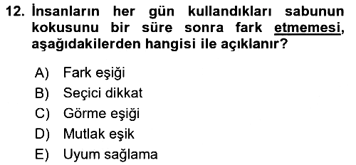 Davranış Bilimlerine Giriş 2017-2018 3 Ders Sınavı - 12. soru