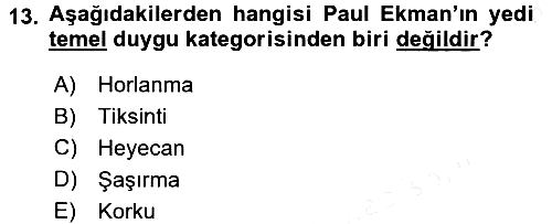 Davranış Bilimlerine Giriş 2017-2018 3 Ders Sınavı - 13. soru