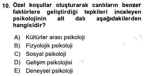 Davranış Bilimlerine Giriş 2018-2019 3 Ders Sınavı - 10. soru