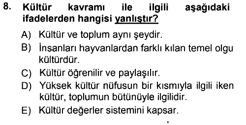 Davranış Bilimlerine Giriş 2012-2013 Ara Sınav - 8. soru