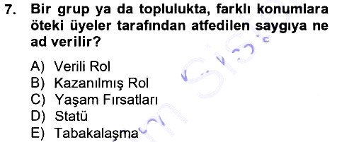 Davranış Bilimlerine Giriş 2014-2015 Ara Sınav - 7. soru