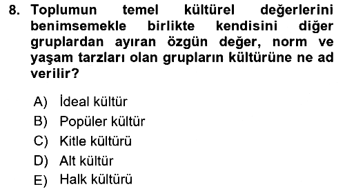 Davranış Bilimlerine Giriş 2022-2023 Ara Sınav - 8. soru