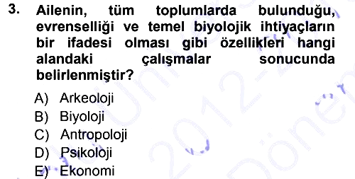 Davranış Bilimlerine Giriş 2012-2013 Dönem Sonu Sınavı - 3. soru