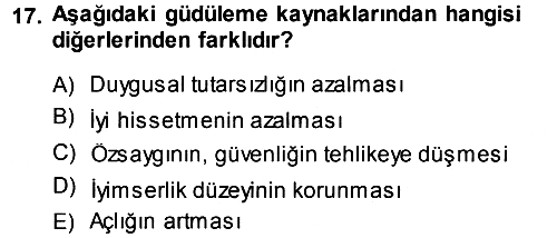 Davranış Bilimlerine Giriş 2013-2014 Dönem Sonu Sınavı - 17. soru
