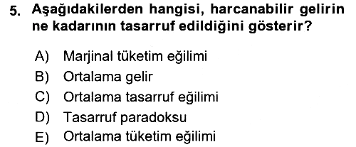 Davranış Bilimlerine Giriş 2015-2016 Dönem Sonu Sınavı - 5. soru