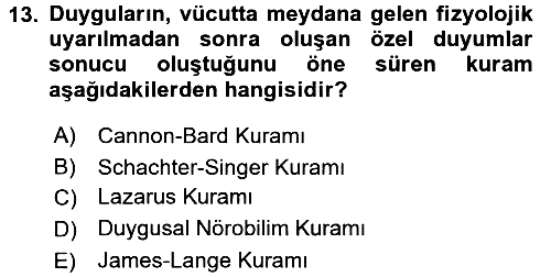 Davranış Bilimlerine Giriş 2016-2017 Dönem Sonu Sınavı - 13. soru